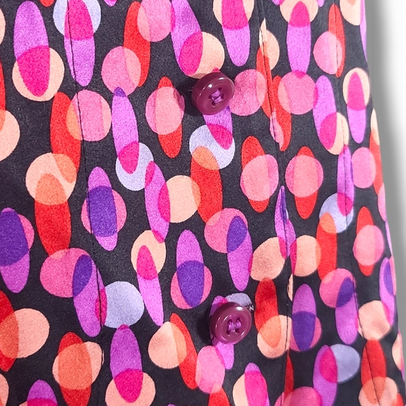 I.e. Women's Colorful Dotted Long Sleeve Button Down 100% Silk Blouse Size 12 - Picture 12 of 14